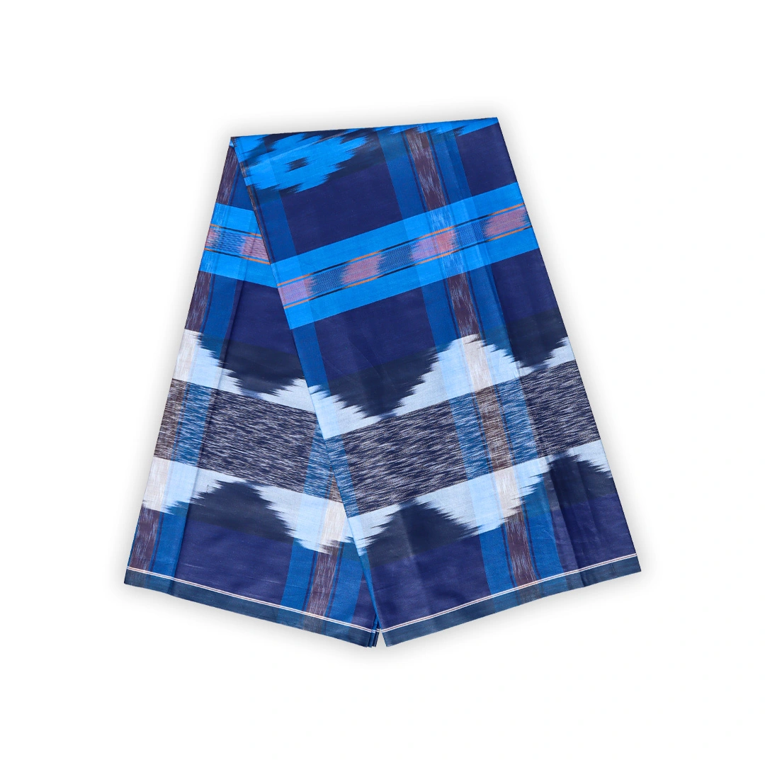 Signature Jharna Check Lungi – Deep blue Classic Pattern