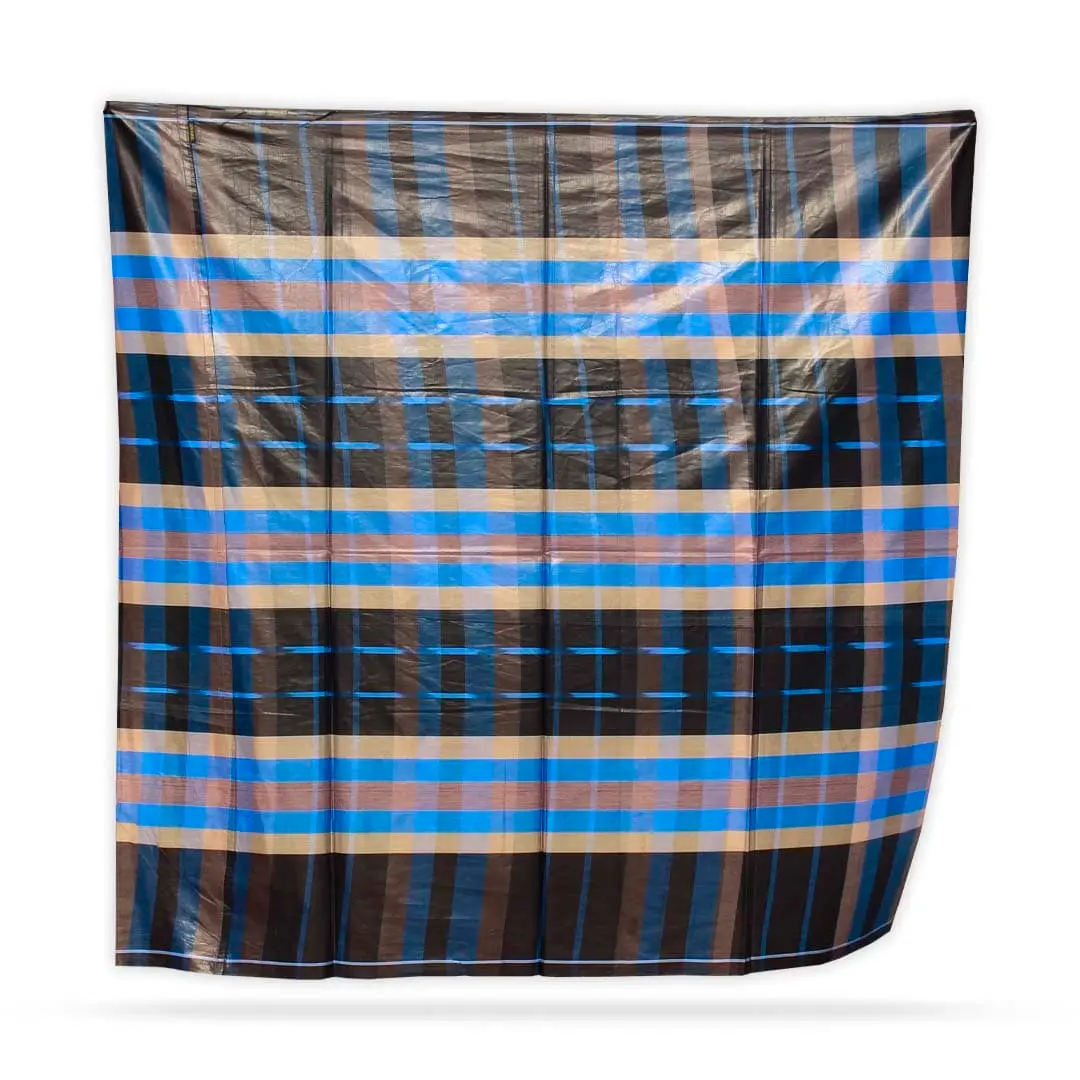 Premium Blue & Brown Check Cotton Lungi - Image 2
