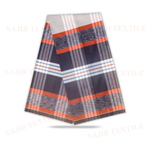 Classic Checked & Orange Striped Soft Cotton Lungi